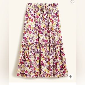 Tie-waist midi skirt in summer garden floral, NWT, L, J. Crew